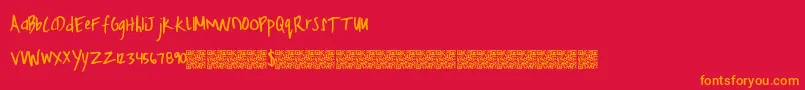 フォントFreshHoliday – 赤い背景にオレンジの文字