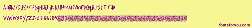 FreshHoliday-fontti – violetit fontit keltaisella taustalla