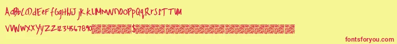 FreshHoliday-fontti – punaiset fontit keltaisella taustalla