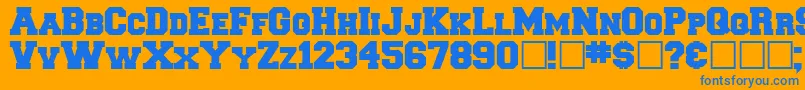 Freshman Font – Blue Fonts on Orange Background