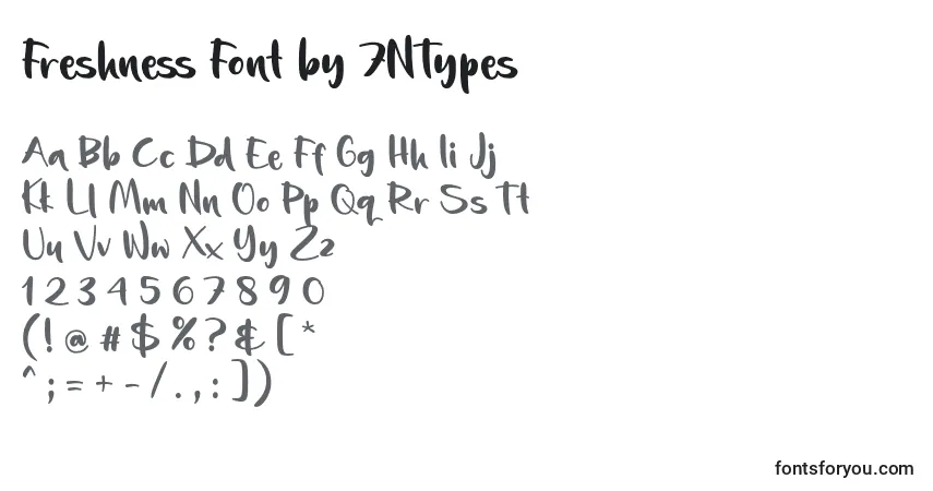 Czcionka Freshness Font by 7NTypes – alfabet, cyfry, specjalne znaki