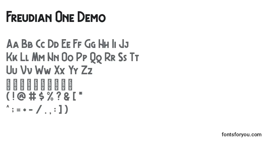 Шрифт Freudian One Demo – алфавит, цифры, специальные символы