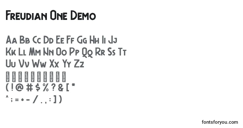 Шрифт Freudian One Demo (127236) – алфавит, цифры, специальные символы