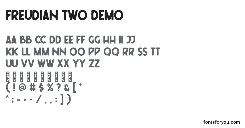 Schriftart Freudian Two Demo – Alphabet, Zahlen, spezielle Symbole