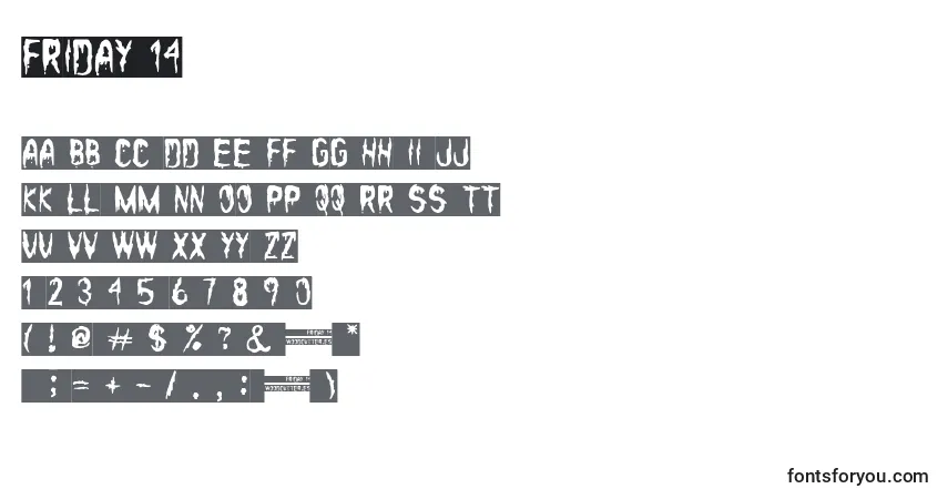 Шрифт Friday 14 – алфавит, цифры, специальные символы