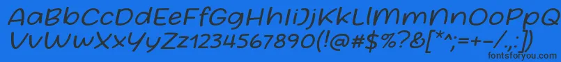 Friday October Twelve Font by Situjuh 7NTypes Italic Font – Black Fonts on Blue Background