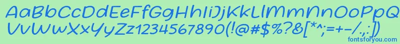 Friday October Twelve Font by Situjuh 7NTypes Italic Font – Blue Fonts on Green Background