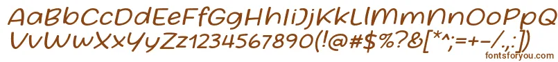 フォントFriday October Twelve Font by Situjuh 7NTypes Italic – 白い背景に茶色のフォント