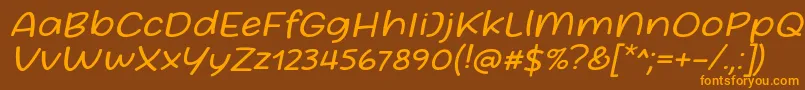 Friday October Twelve Font by Situjuh 7NTypes Italic Font – Orange Fonts on Brown Background
