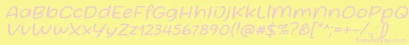フォントFriday October Twelve Font by Situjuh 7NTypes Italic – ピンクのフォント、黄色の背景