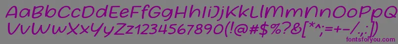 フォントFriday October Twelve Font by Situjuh 7NTypes Italic – 紫色のフォント、灰色の背景