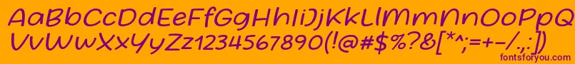 Friday October Twelve Font by Situjuh 7NTypes Italic Font – Purple Fonts on Orange Background