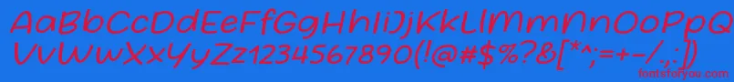Fonte Friday October Twelve Font by Situjuh 7NTypes Italic – fontes vermelhas em um fundo azul