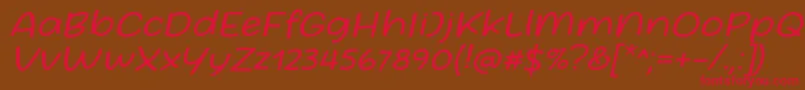 Czcionka Friday October Twelve Font by Situjuh 7NTypes Italic – czerwone czcionki na brązowym tle