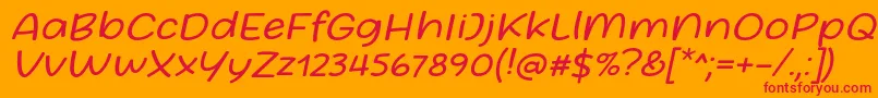 Fonte Friday October Twelve Font by Situjuh 7NTypes Italic – fontes vermelhas em um fundo laranja