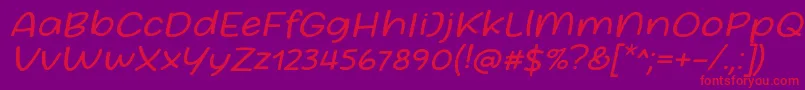 Friday October Twelve Font by Situjuh 7NTypes Italic Font – Red Fonts on Purple Background