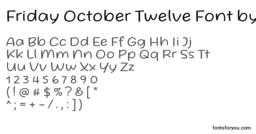 A fonte Friday October Twelve Font by Situjuh 7NTypes Regular – alfabeto, números, caracteres especiais