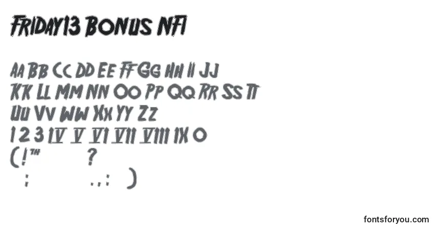 Шрифт Friday13 Bonus NFI – алфавит, цифры, специальные символы