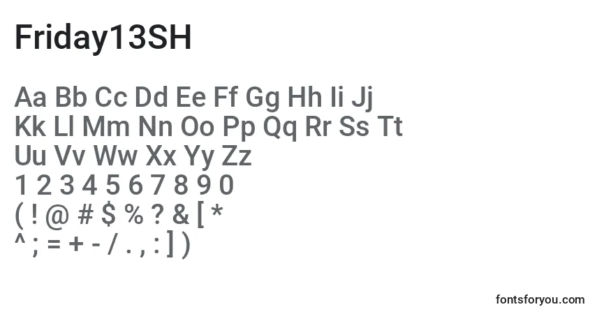 Schriftart Friday13SH (127248) – Alphabet, Zahlen, spezielle Symbole