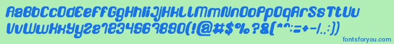 フォントFRIENDLY ROBOT Bold Italic – 青い文字は緑の背景です。