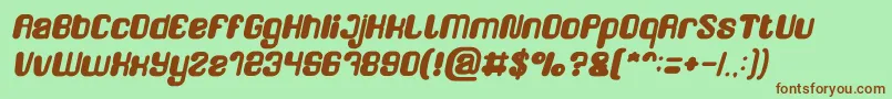 Fonte FRIENDLY ROBOT Bold Italic – fontes marrons em um fundo verde