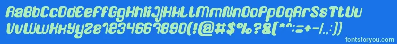 FRIENDLY ROBOT Bold Italic Font – Green Fonts on Blue Background