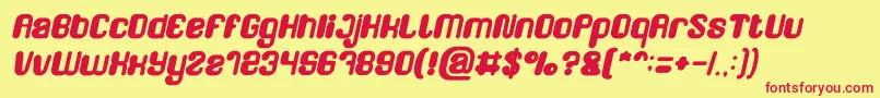 Fonte FRIENDLY ROBOT Bold Italic – fontes vermelhas em um fundo amarelo