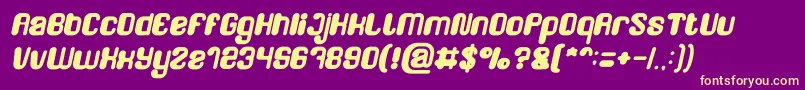 Fonte FRIENDLY ROBOT Bold Italic – fontes amarelas em um fundo roxo