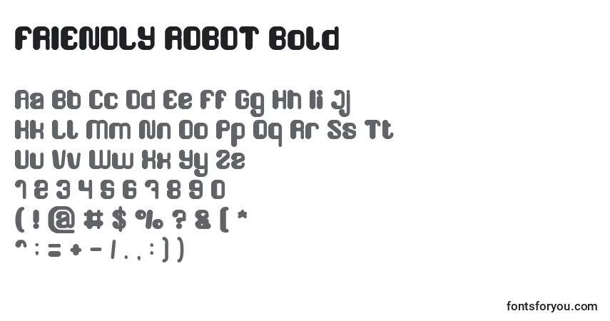 Шрифт FRIENDLY ROBOT Bold – алфавит, цифры, специальные символы