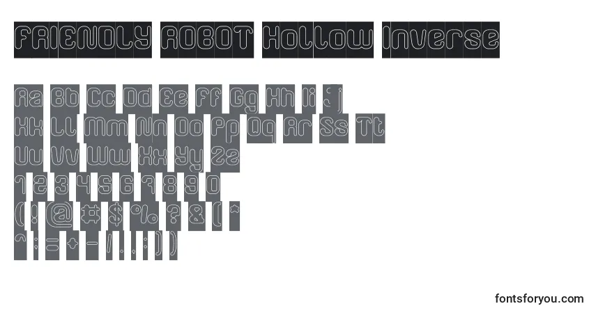 Schriftart FRIENDLY ROBOT Hollow Inverse – Alphabet, Zahlen, spezielle Symbole