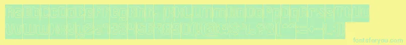 Czcionka FRIENDLY ROBOT Hollow Inverse – zielone czcionki na żółtym tle