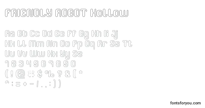 Fuente FRIENDLY ROBOT Hollow - alfabeto, números, caracteres especiales