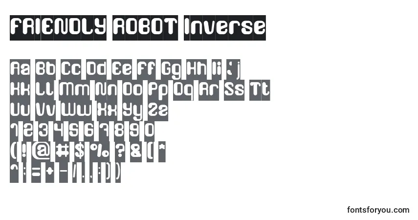 Czcionka FRIENDLY ROBOT Inverse – alfabet, cyfry, specjalne znaki