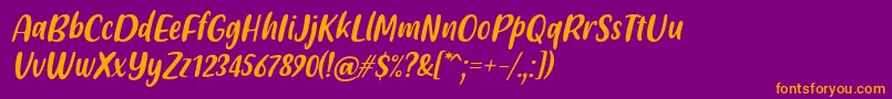フォントFriendly Schoolmates Italic Font by Situjuh 7NTypes – 紫色の背景にオレンジのフォント