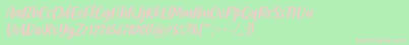 Friendly Schoolmates Italic Font by Situjuh 7NTypes-fontti – vaaleanpunaiset fontit vihreällä taustalla