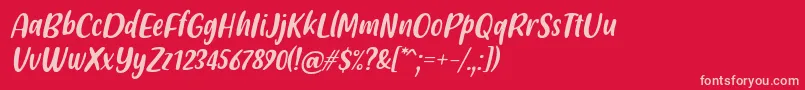Friendly Schoolmates Italic Font by Situjuh 7NTypes Font – Pink Fonts on Red Background