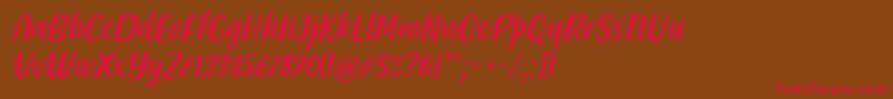 Friendly Schoolmates Italic Font by Situjuh 7NTypes Font – Red Fonts on Brown Background