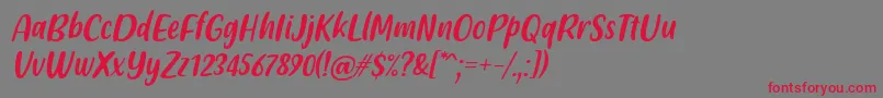 フォントFriendly Schoolmates Italic Font by Situjuh 7NTypes – 赤い文字の灰色の背景