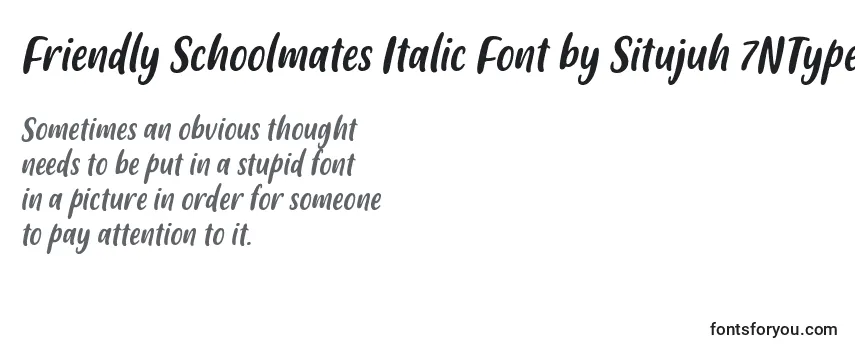 Überblick über die Schriftart Friendly Schoolmates Italic Font by Situjuh 7NTypes