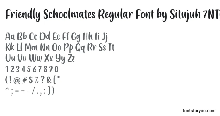 A fonte Friendly Schoolmates Regular Font by Situjuh 7NTypes – alfabeto, números, caracteres especiais