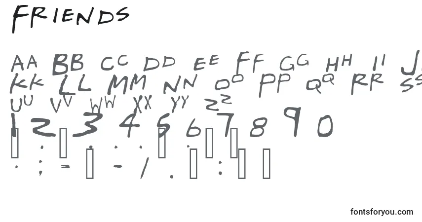 Schriftart Friends (127259) – Alphabet, Zahlen, spezielle Symbole