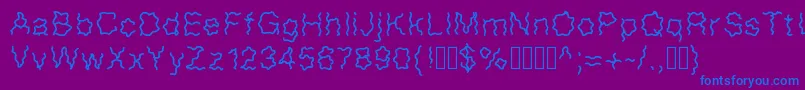 Czcionka Frissons – niebieskie czcionki na fioletowym tle
