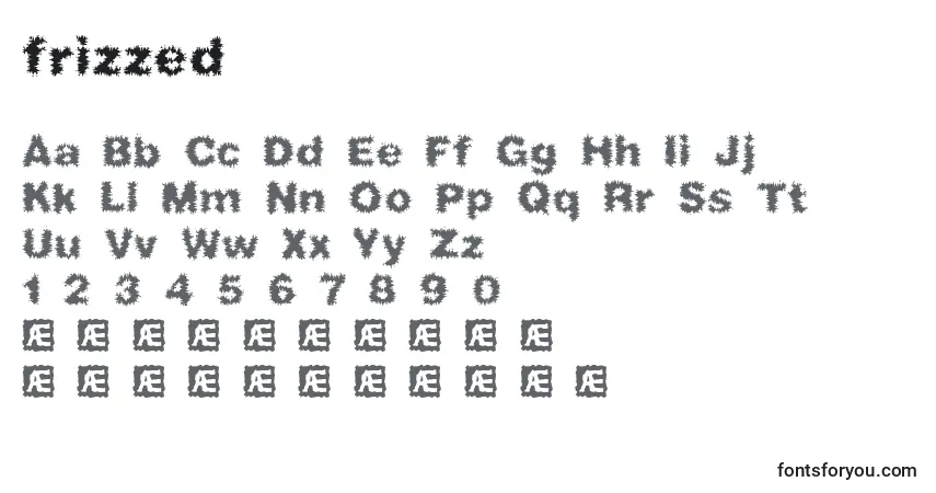 Schriftart Frizzed (127263) – Alphabet, Zahlen, spezielle Symbole