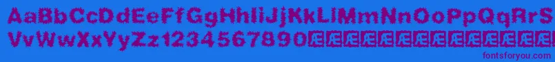 frizzed Font – Purple Fonts on Blue Background