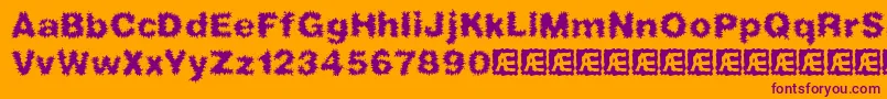 Fonte frizzed – fontes roxas em um fundo laranja
