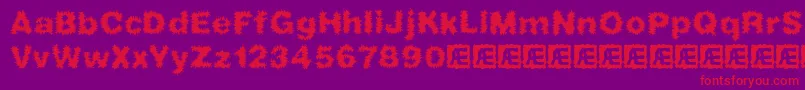 フォントfrizzed – 紫の背景に赤い文字