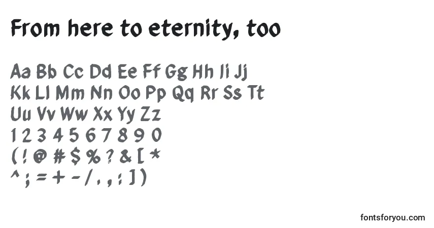 Шрифт From here to eternity, too – алфавит, цифры, специальные символы