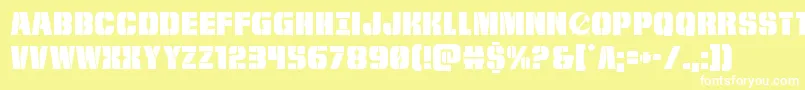 frombondwithlove-Schriftart – Weiße Schriften auf gelbem Hintergrund