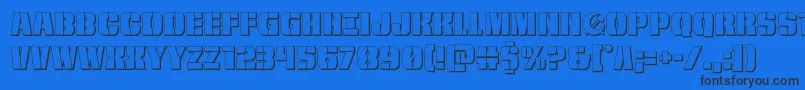 frombondwithlove3d-Schriftart – Schwarze Schriften auf blauem Hintergrund