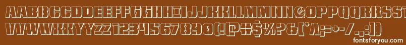 frombondwithlove3d-Schriftart – Weiße Schriften auf braunem Hintergrund